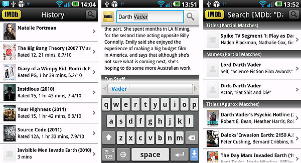 IMDb для Android — приложение крупнейшей в интернете базы данных о кино